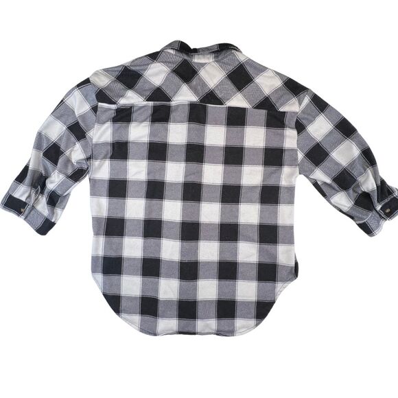 Eden & Olivia Button Down Shirt XL White Buffalo Plaid Soft Grunge Modern Top - Picture 2 of 10